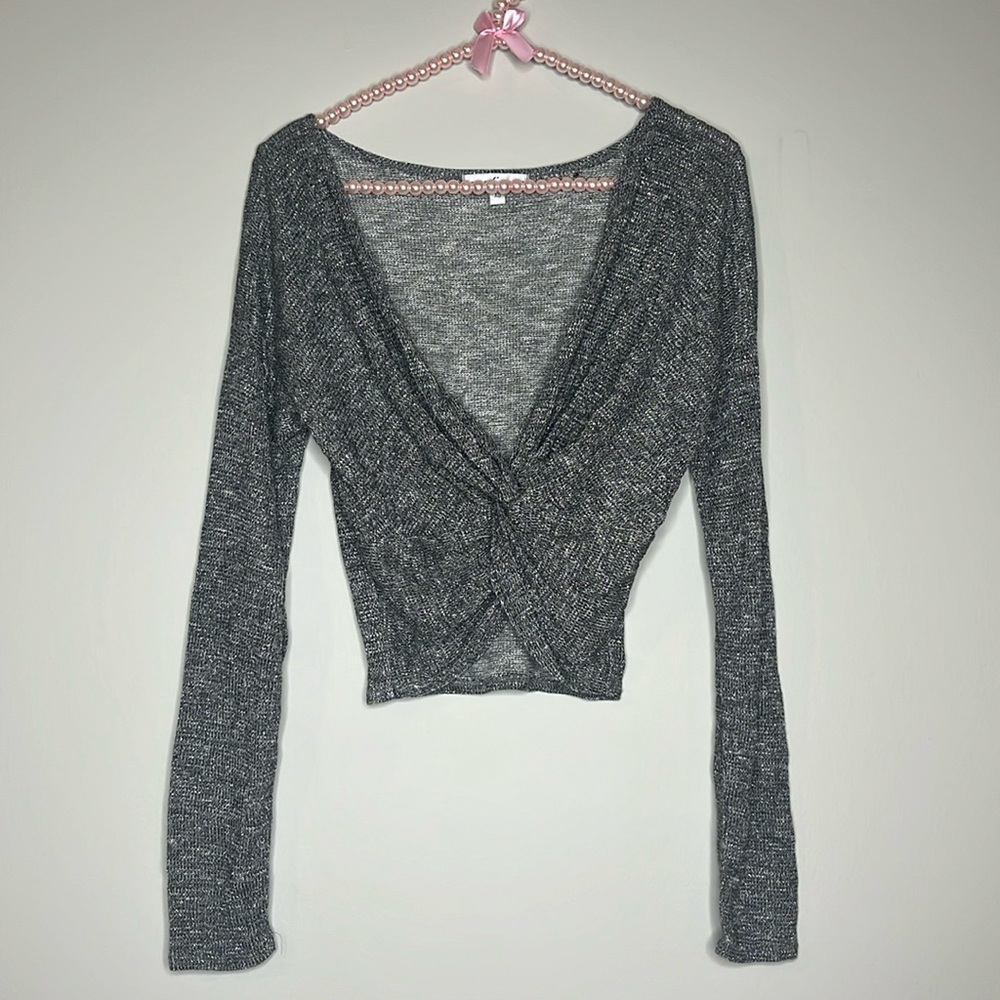 Moa moa silver sparkle wrap crop top